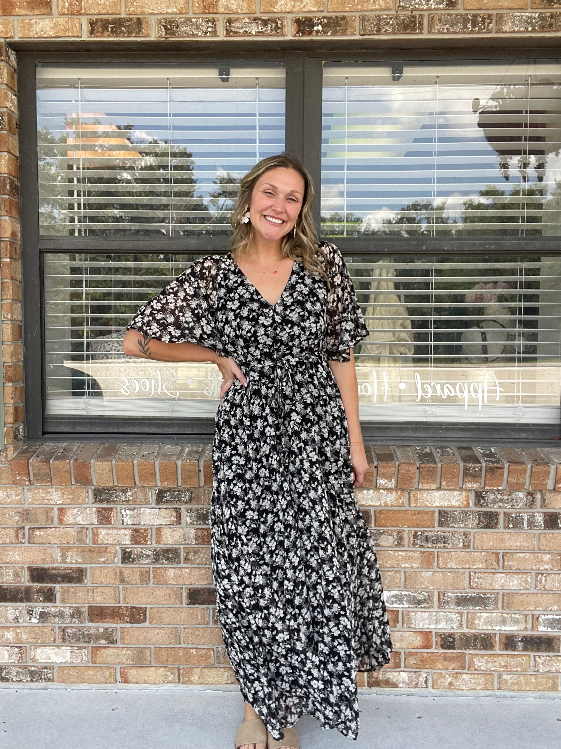 Black Beauty Floral Maxi Dress