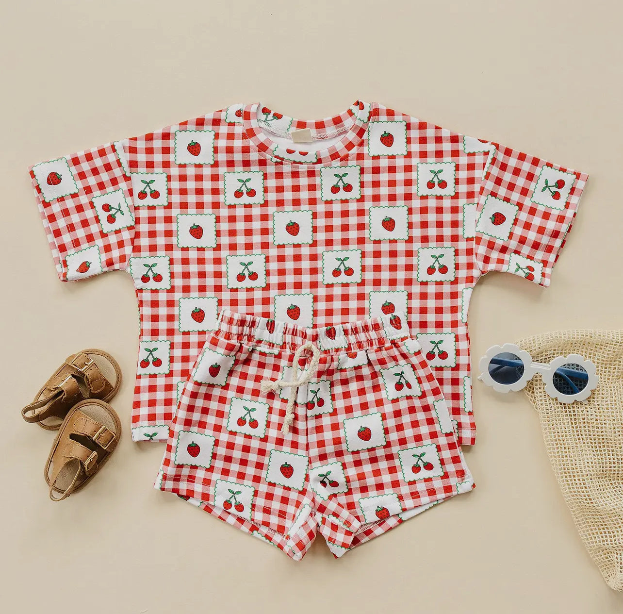 Strawberry Gingham Set