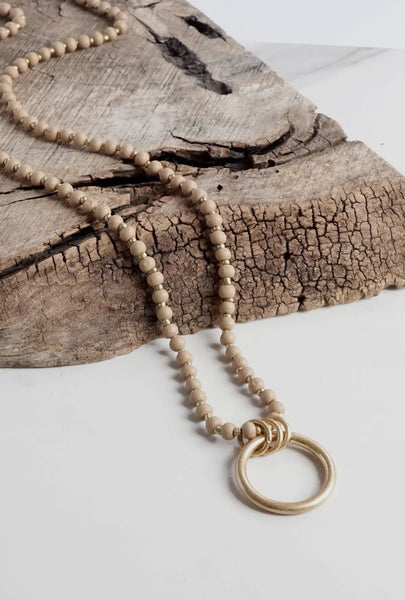 Beige Natural Gold Ring Necklace