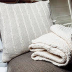 Ivory/White Knit Throw Blanket
