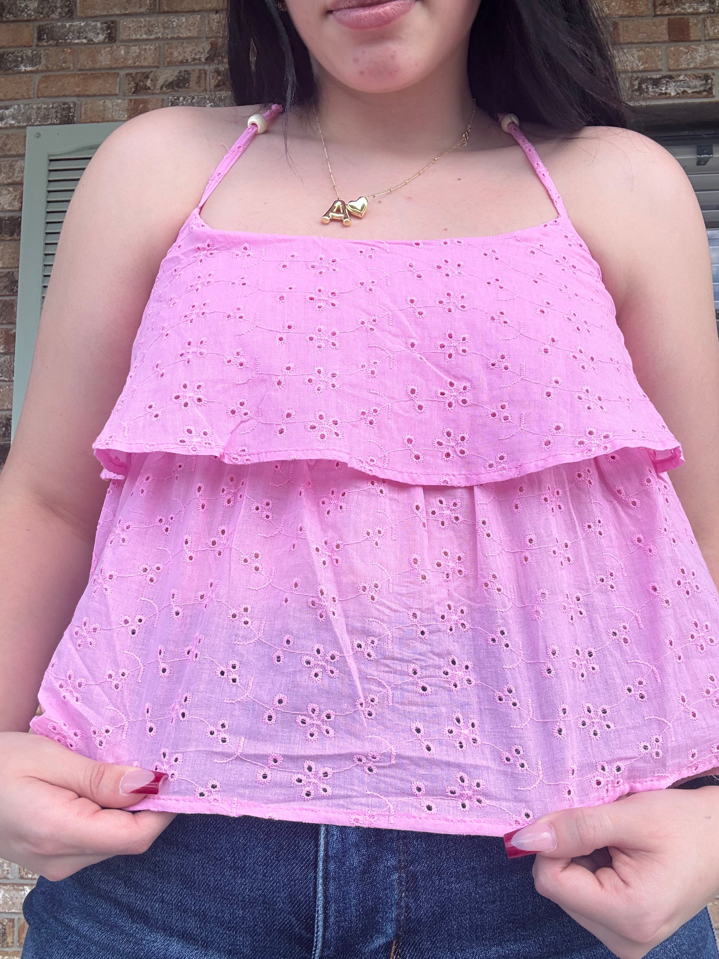 Pink Lemonade Eyelet Top
