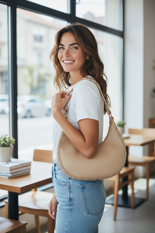 Crescent Taupe Purse