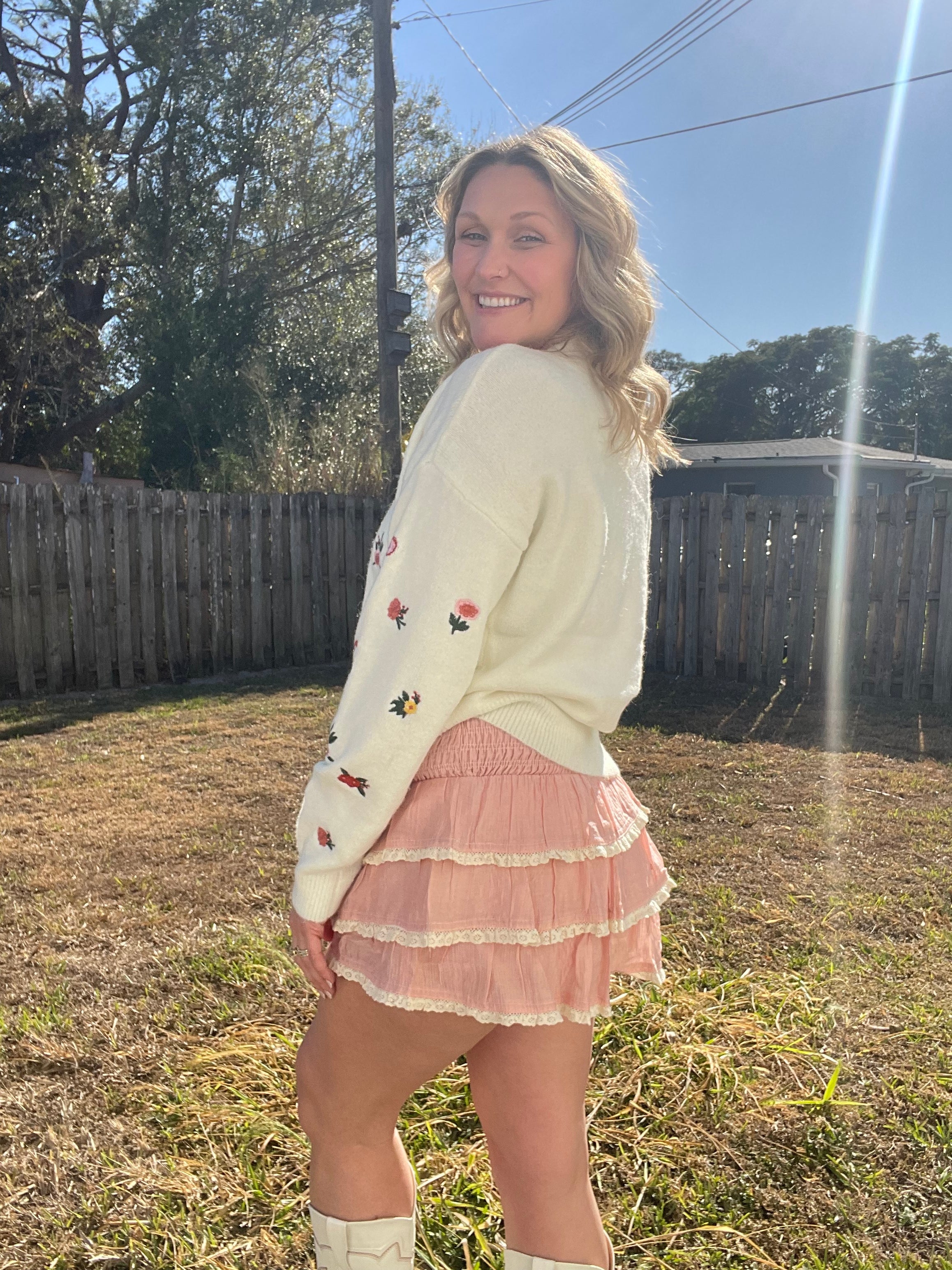 Blush & Bloom Ruffled Skort