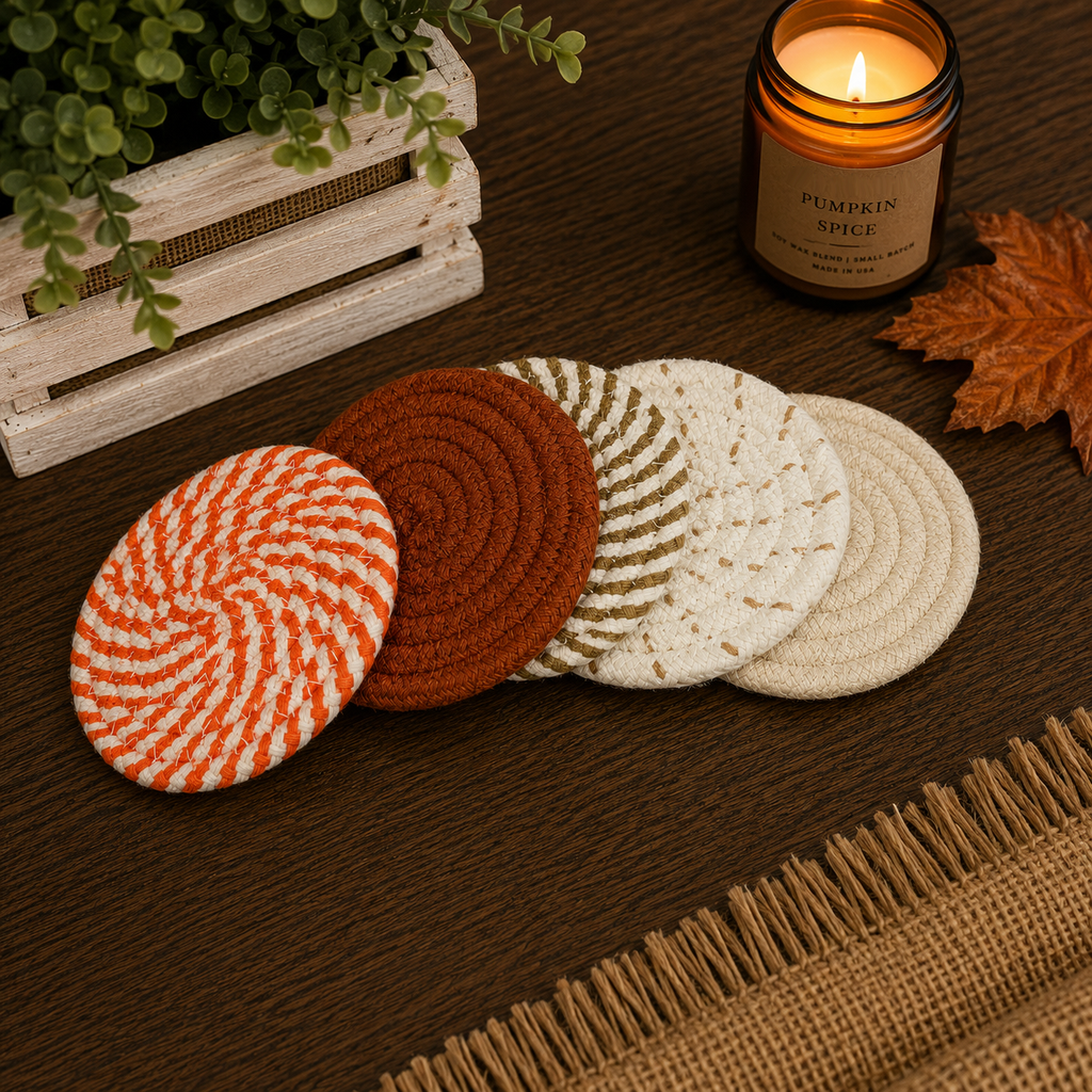 Brown White Dashes-4pk Coasters