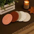 Brown White Dashes-4pk Coasters