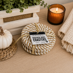 Brown White Dashes-4pk Coasters