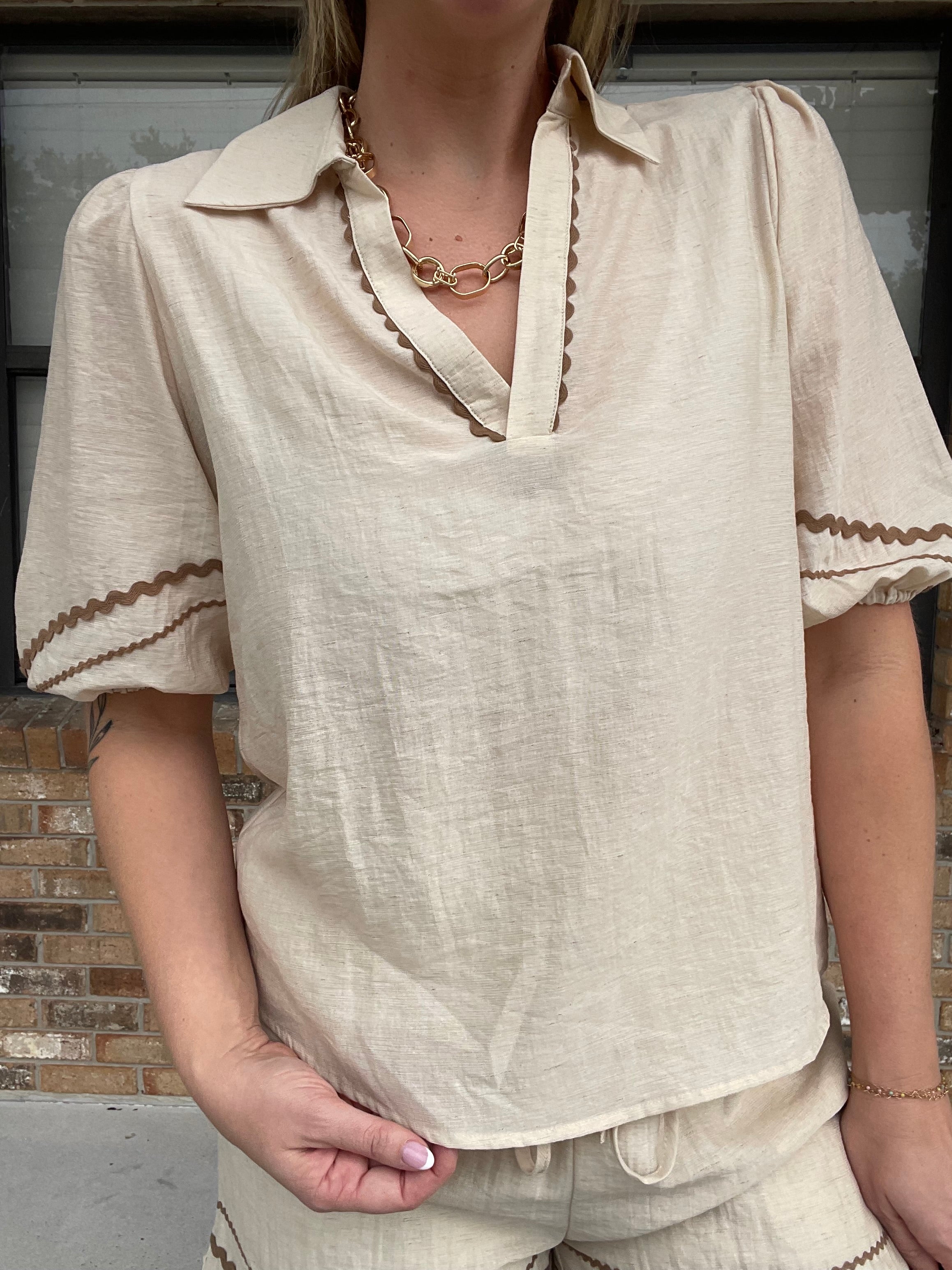 Autumn Stroll Linen Blouse