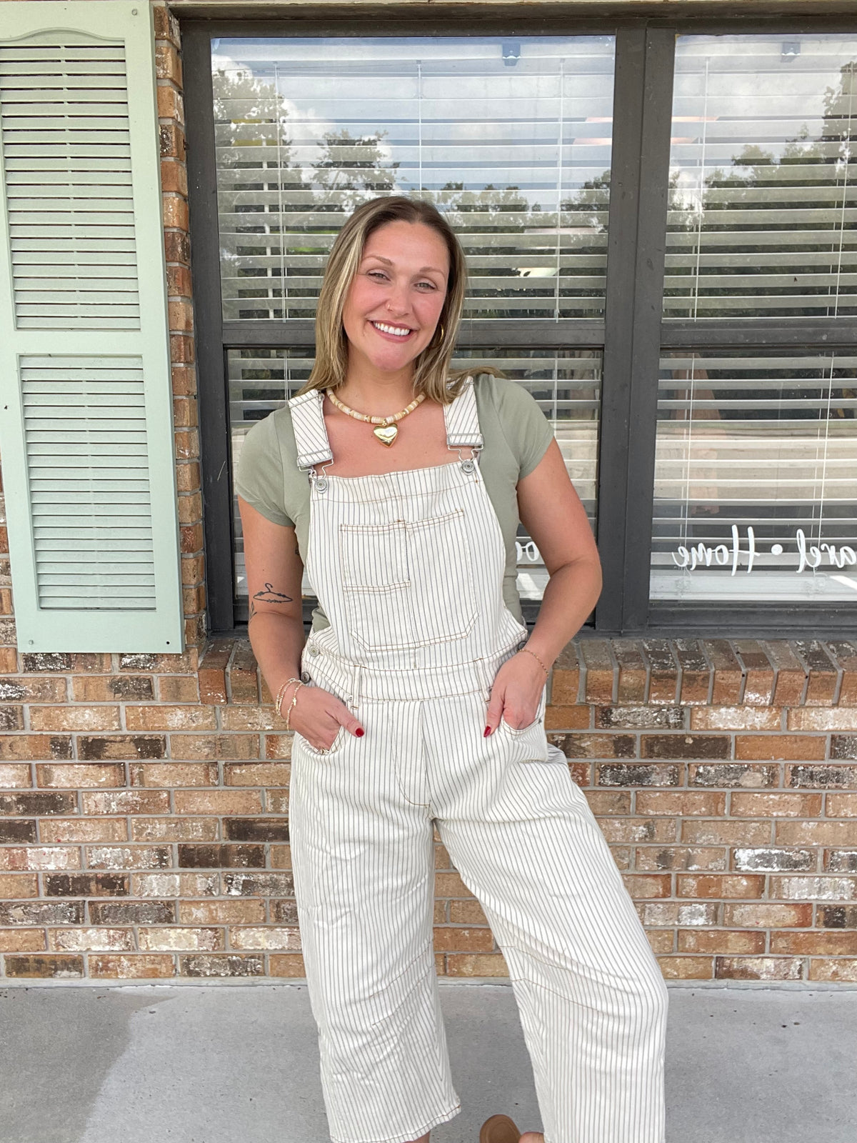 Oat Striped Overalls