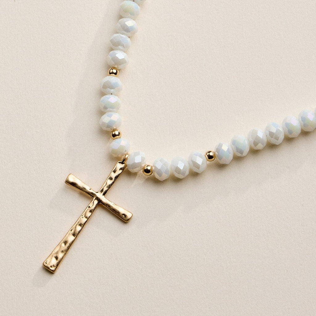 Ivory Cross Beaded Necklace