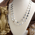 Shimmer Silver Current Textured Double Strand  Necklace