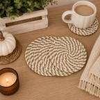 Brown White Dashes-4pk Coasters