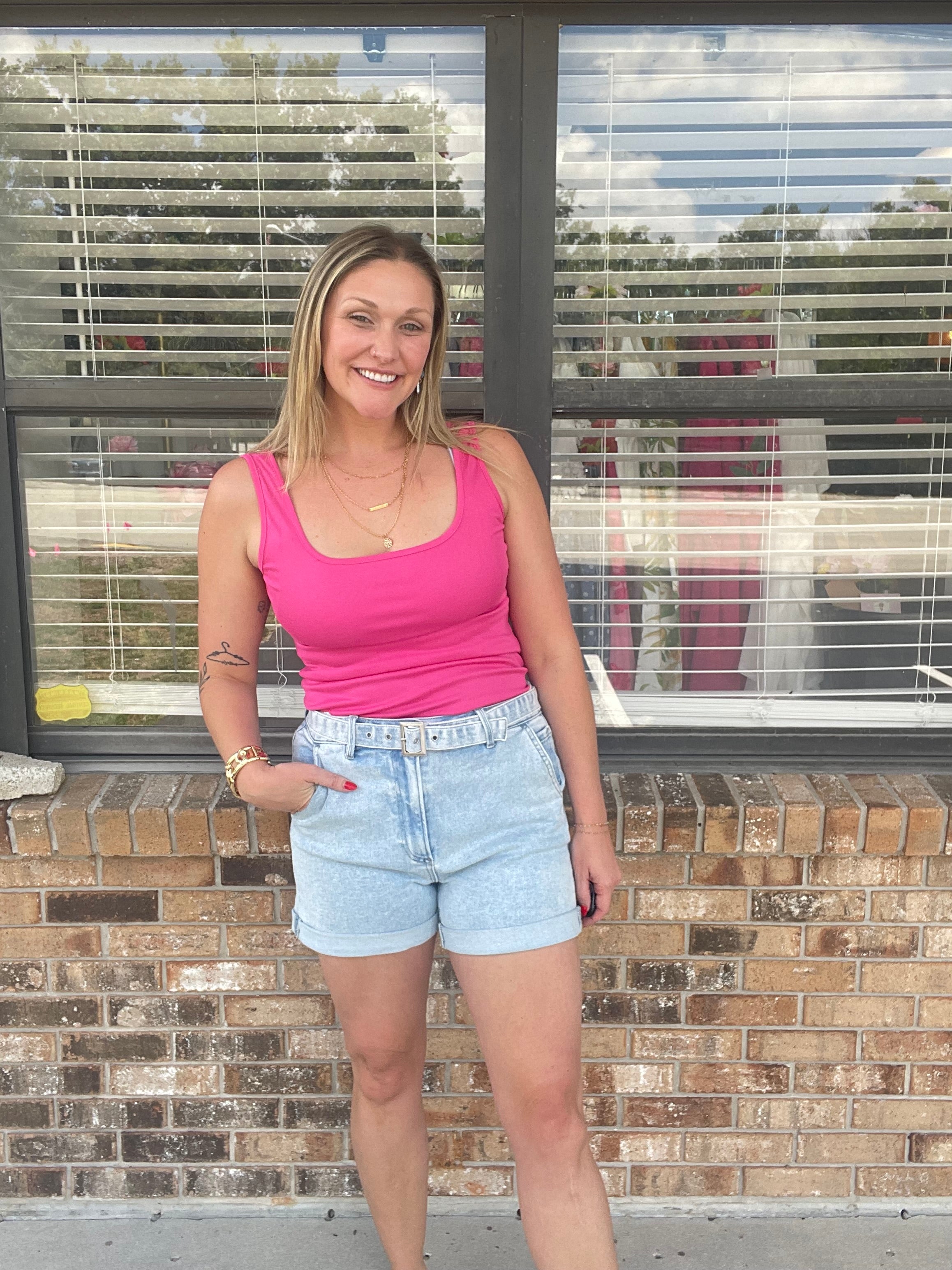 Belted Roll Up Shorts