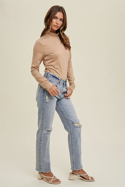 Almond Mock Neck Top