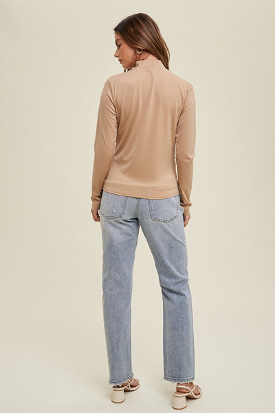 Almond Mock Neck Top