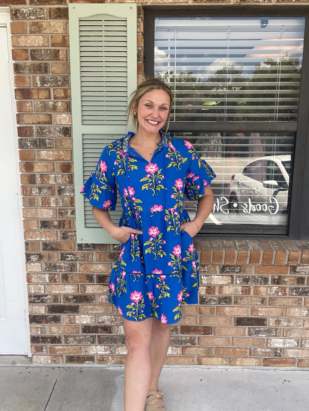 Blue Bloom Midi Dress