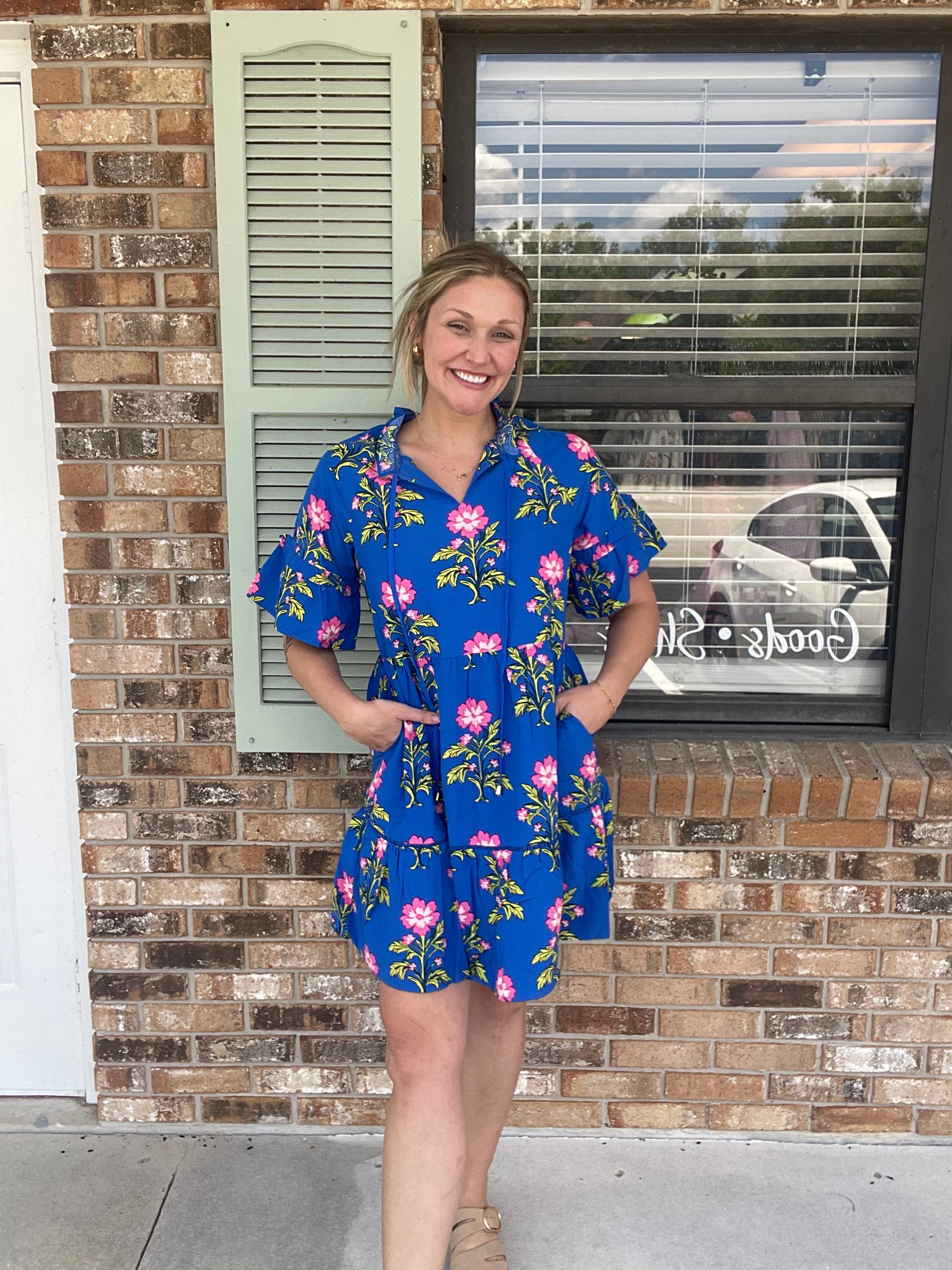 Blue Bloom Midi Dress