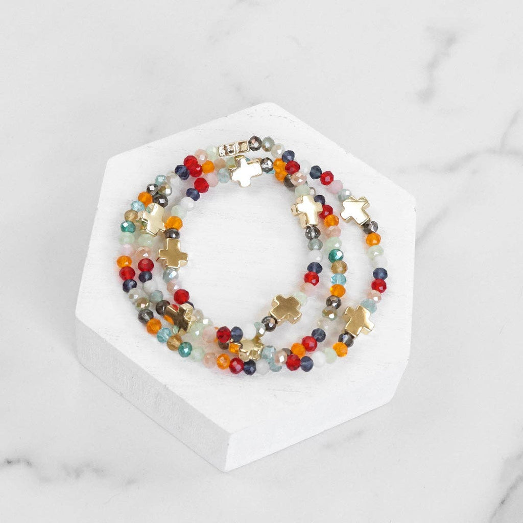 Colorful Cross Bracelet stack