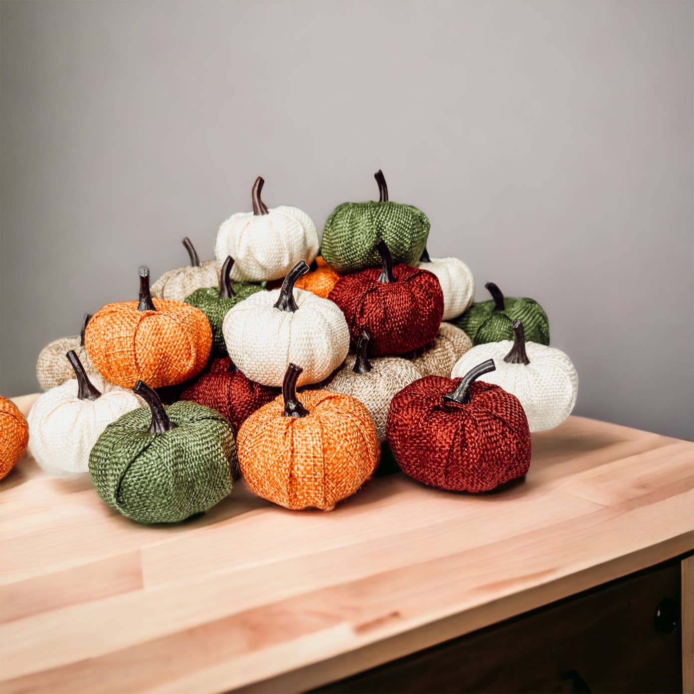 Beige mini pumpkin decoration