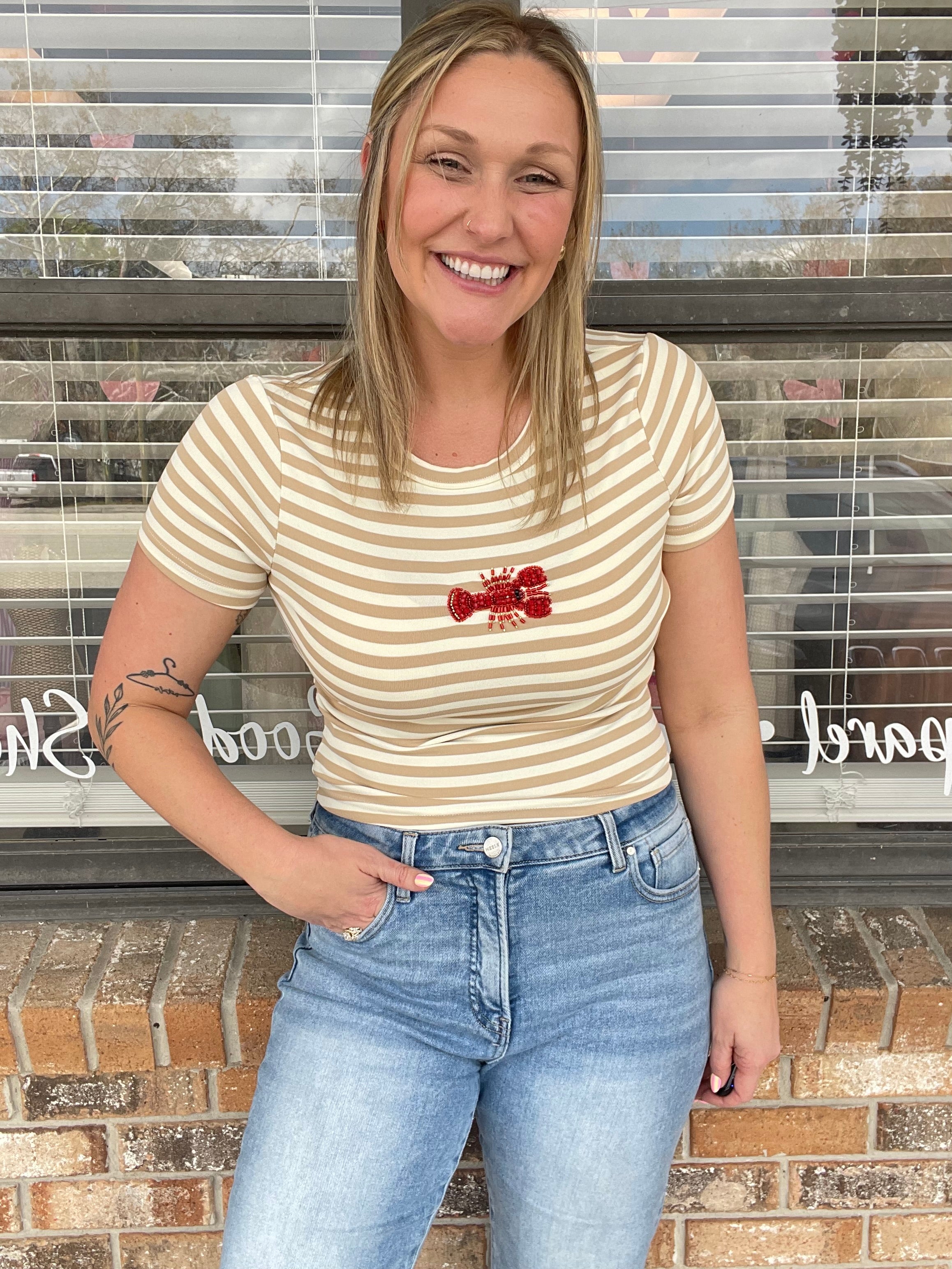 Ginny Lobster Beaded Tee