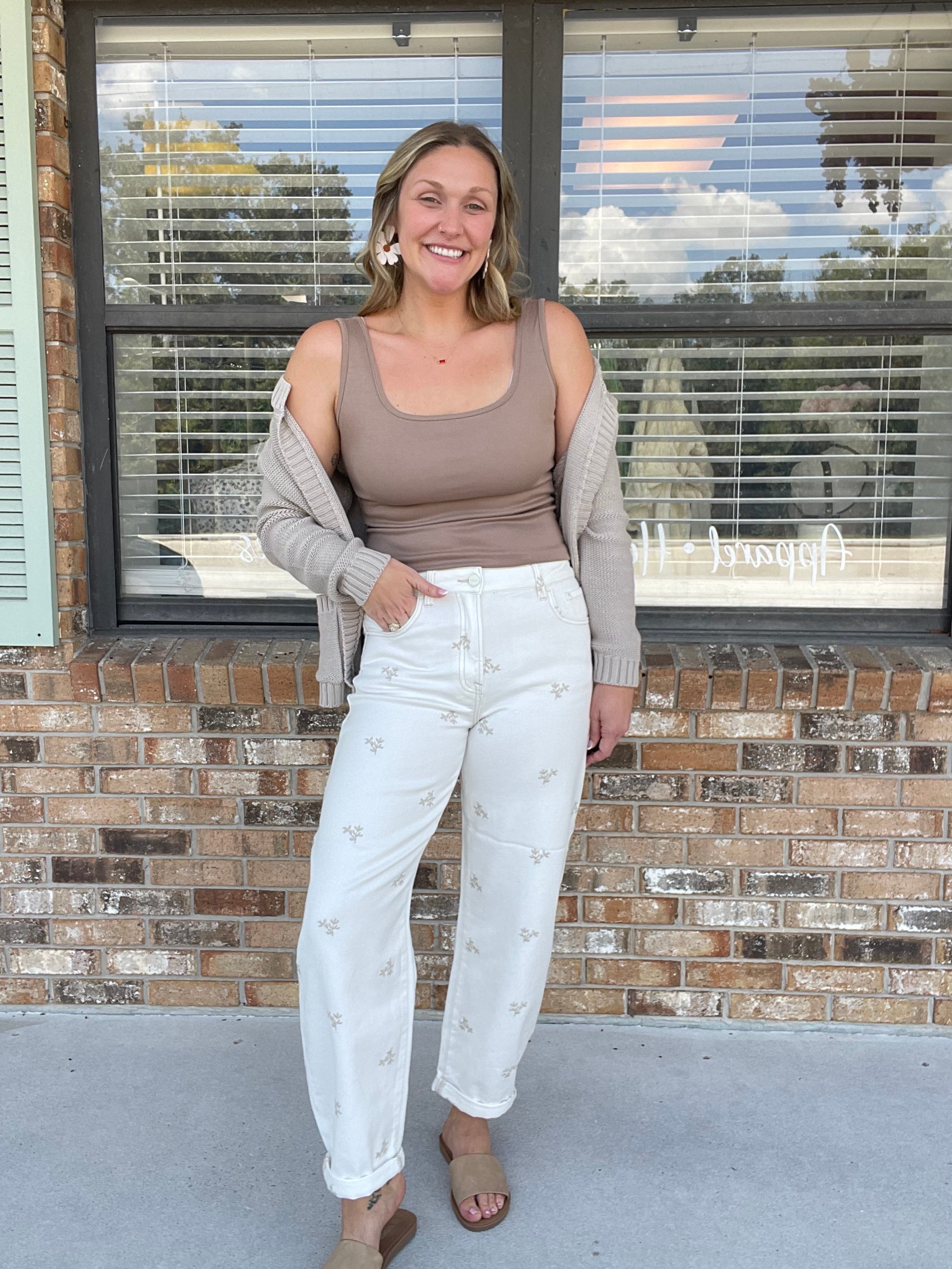 Ivory Garden Barrel Jeans