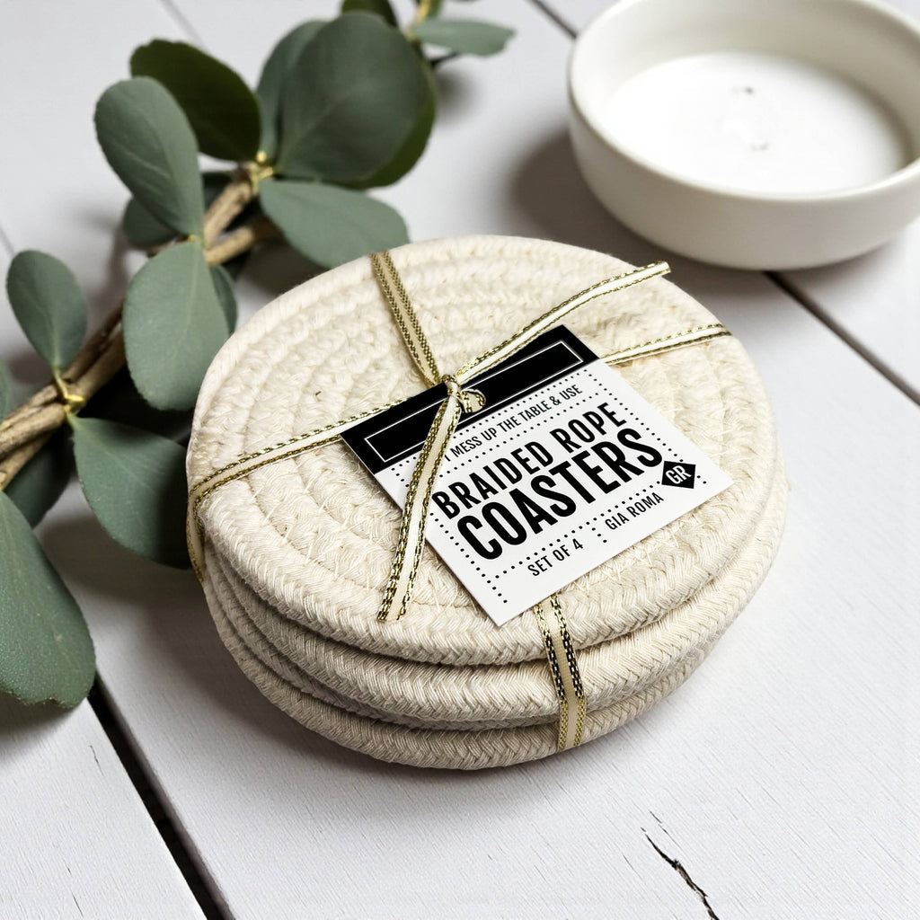 Brown White Dashes-4pk Coasters