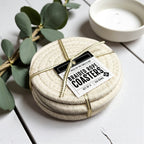 Brown White Dashes-4pk Coasters