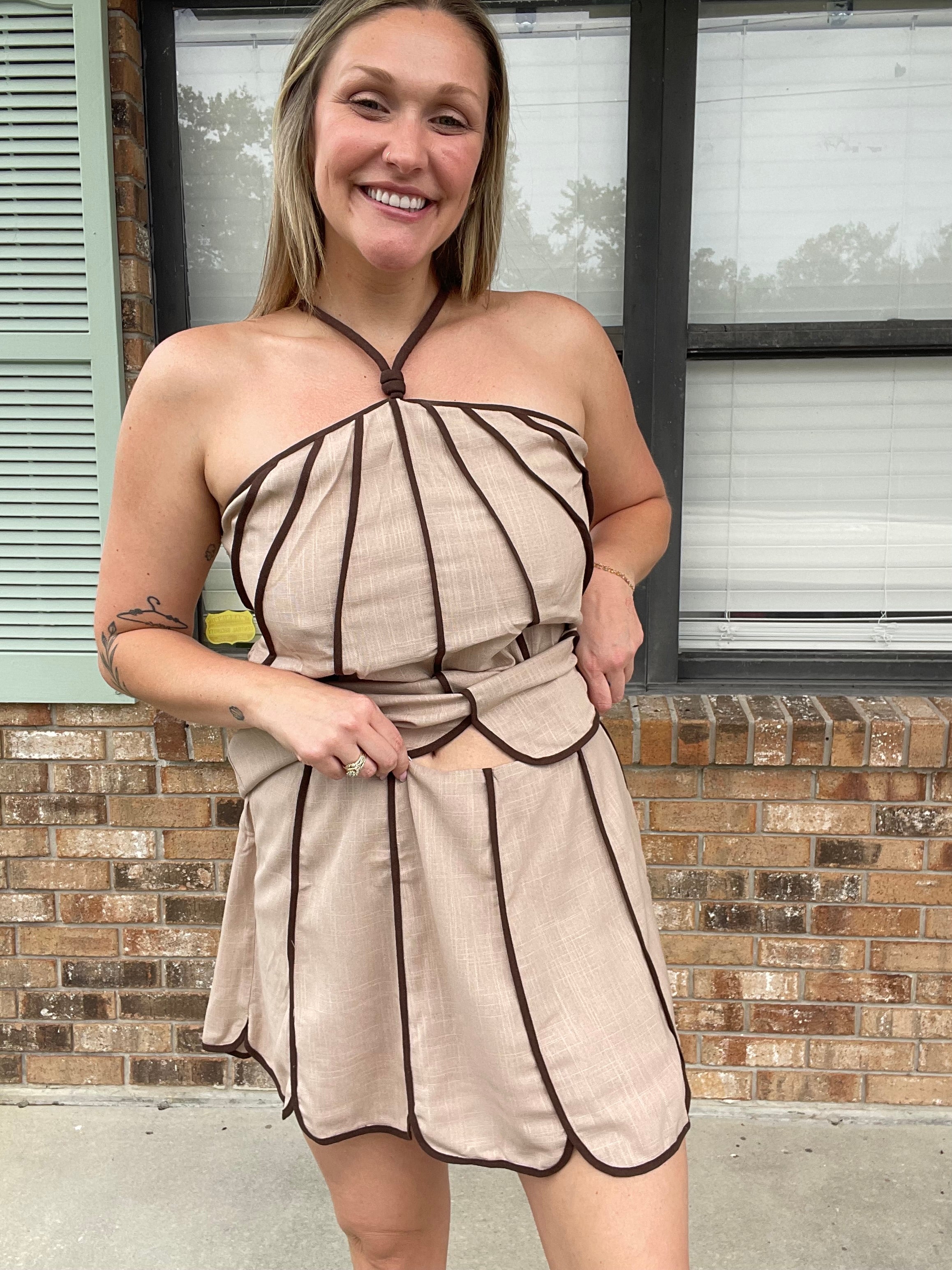Toasted Taupe Linen Skort