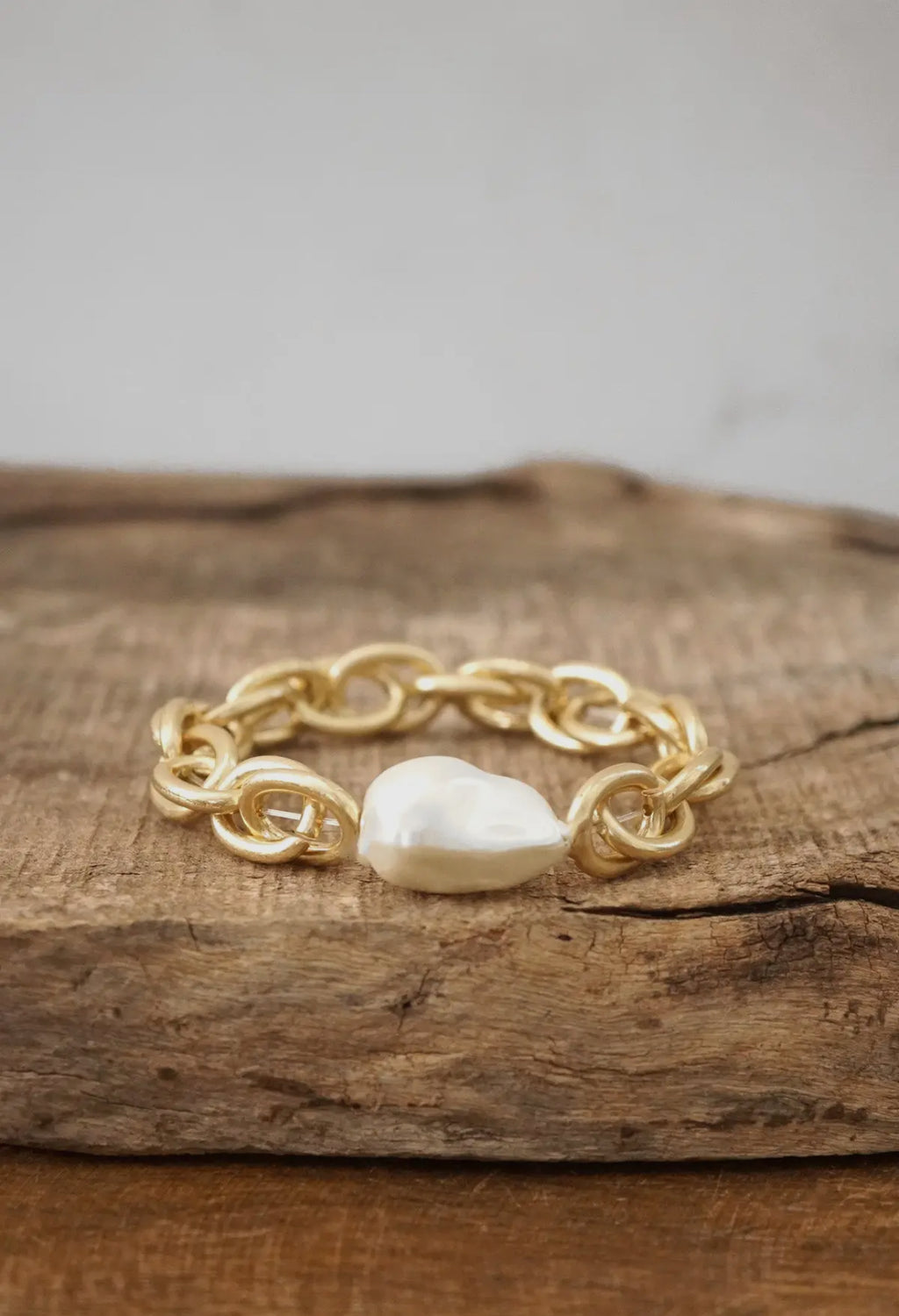 Chunky Chain Pearl Bracelet