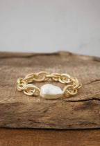 Chunky Chain Pearl Bracelet