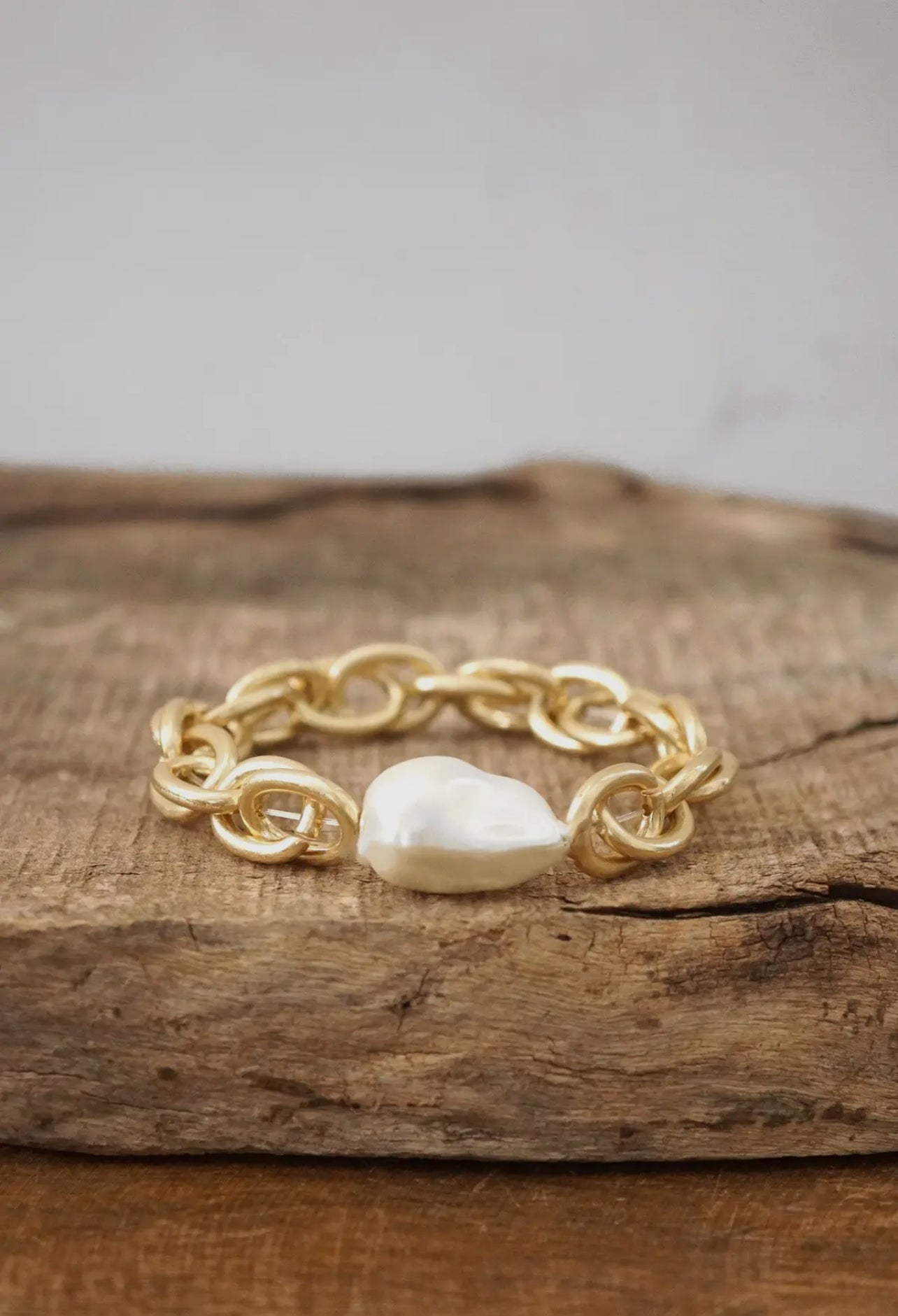Chunky Chain Pearl Bracelet