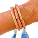 Blush-Gold Tube Bamboo Bracelet