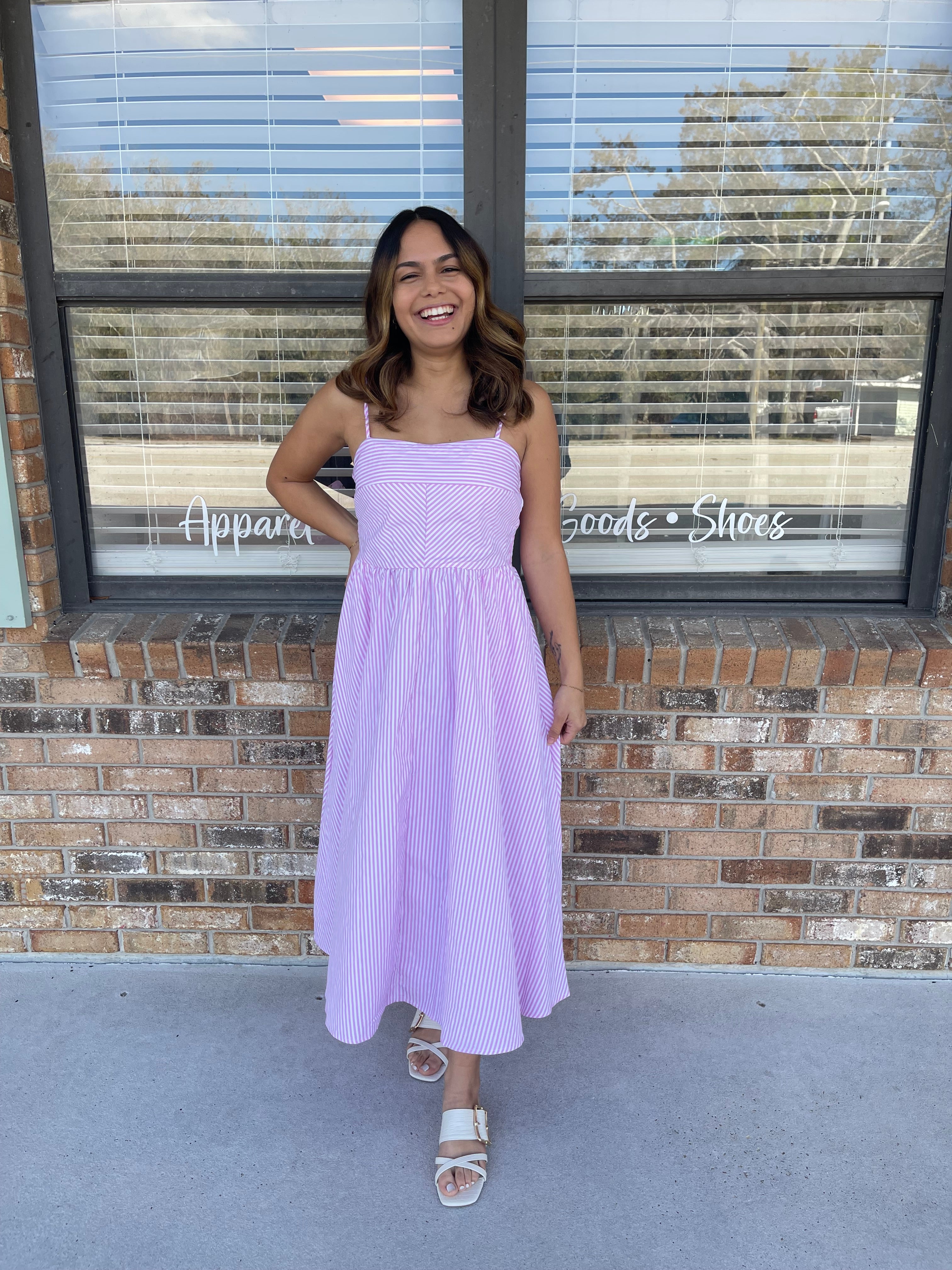 Polly Pink Striped Dress