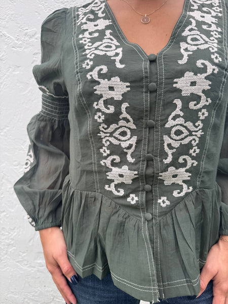 Forest Embroidered Blouse