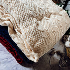 Ivory/White Knit Throw Blanket