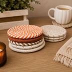 Brown White Dashes-4pk Coasters