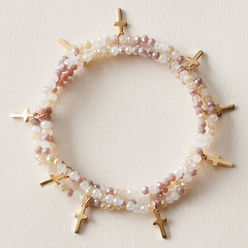 Multi Cross Charm Bracelet Stack Set