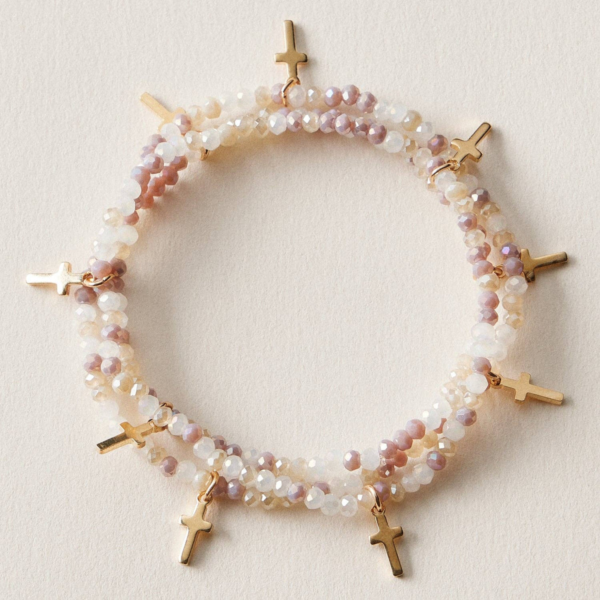 Multi Cross Charm Bracelet Stack Set