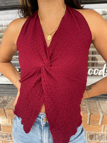 Bridgett Burgundy Halter Top