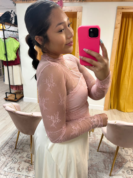 Powder Pink Lace Top