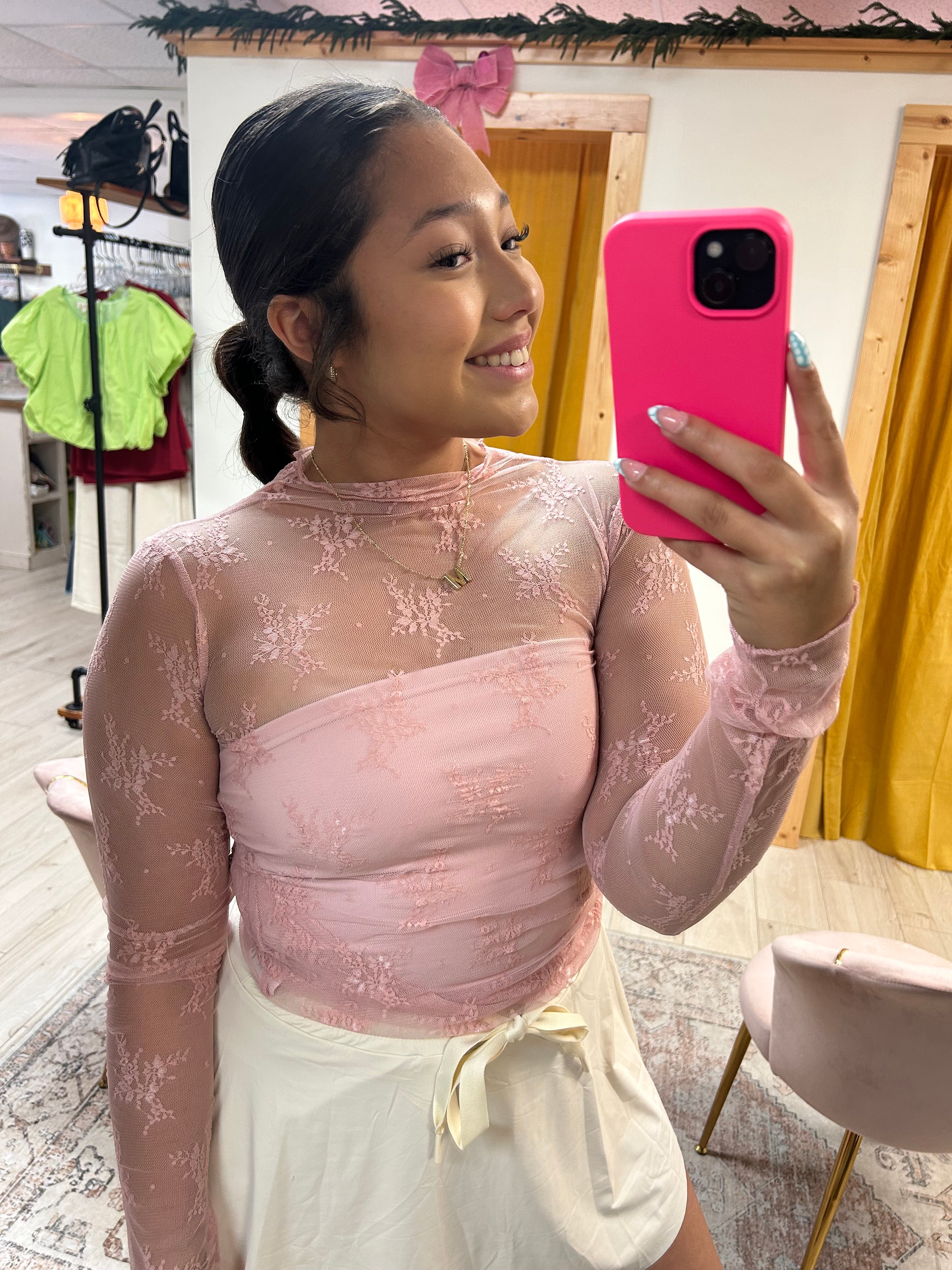 Powder Pink Lace Top