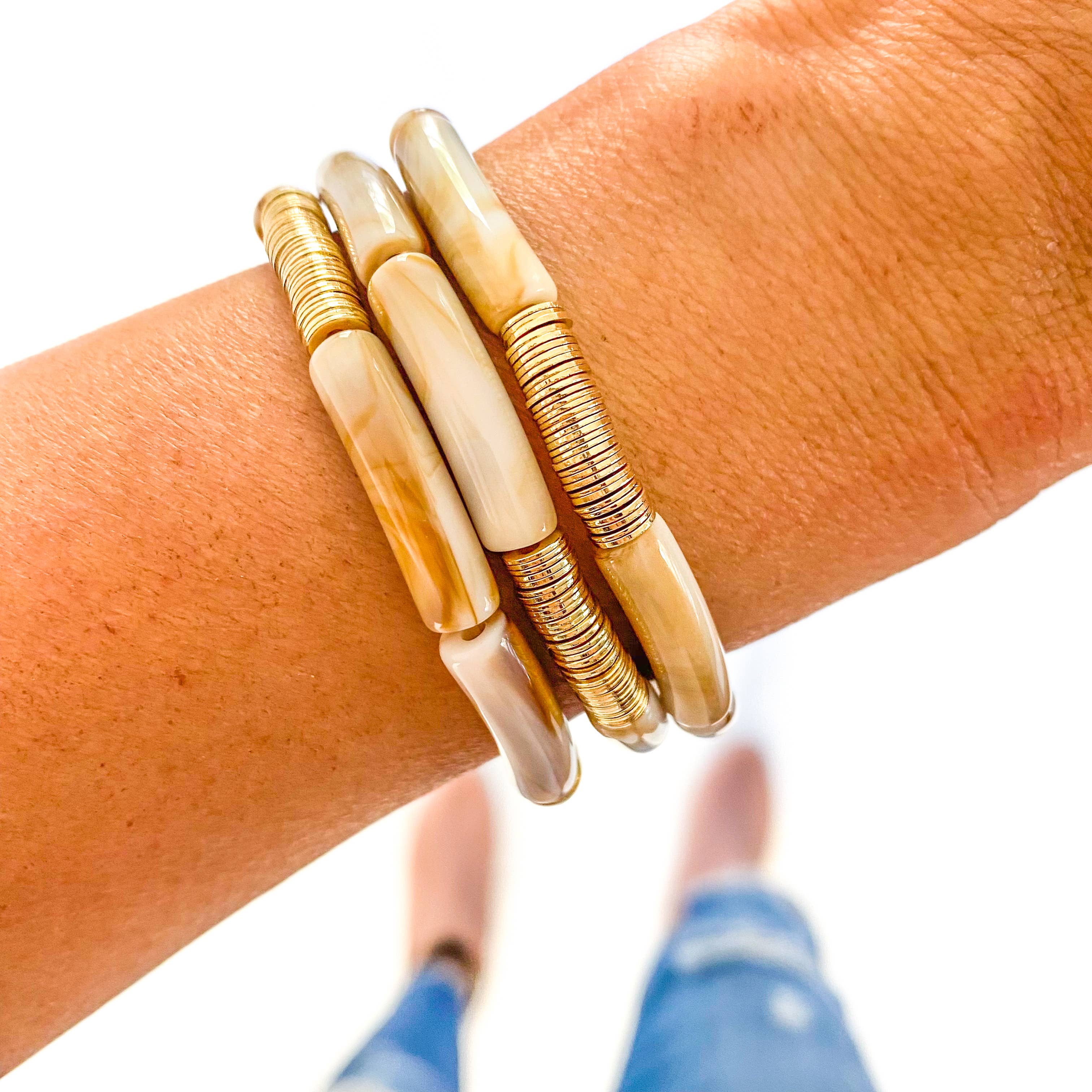 Carmel-Gold Bamboo Bracelet