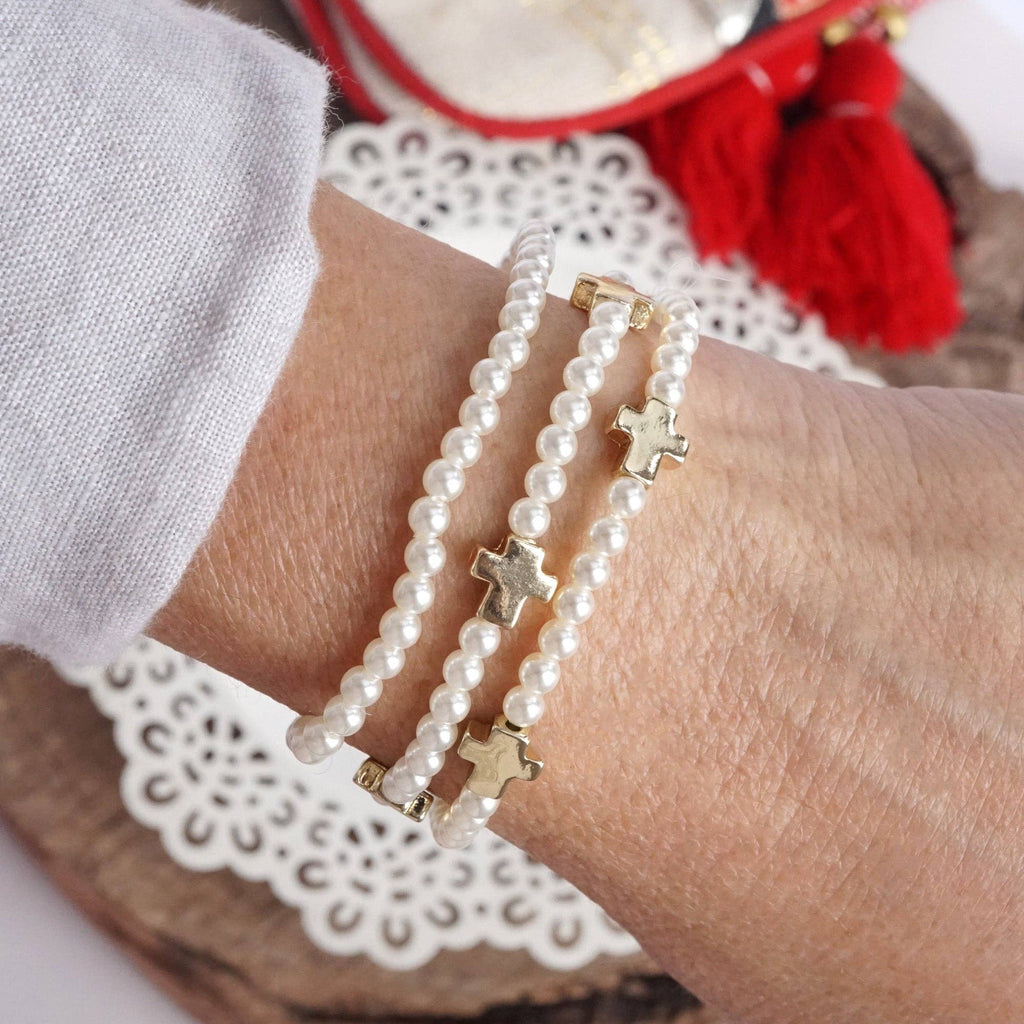 Cross Bracelet Pearls