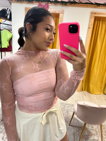 Powder Pink Lace Top