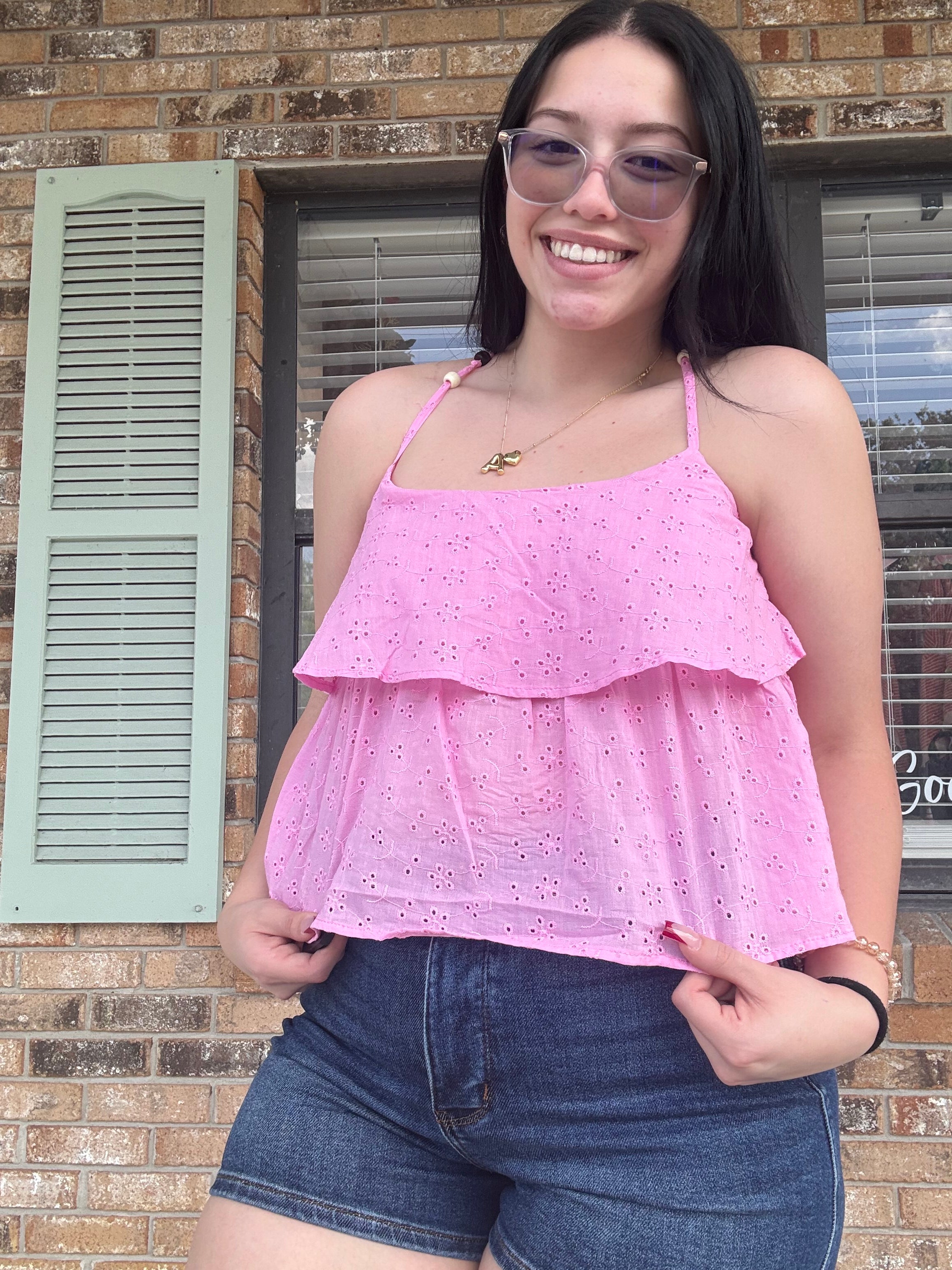Pink Lemonade Eyelet Top