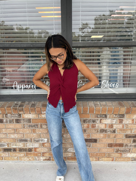 Bridgett Burgundy Halter Top