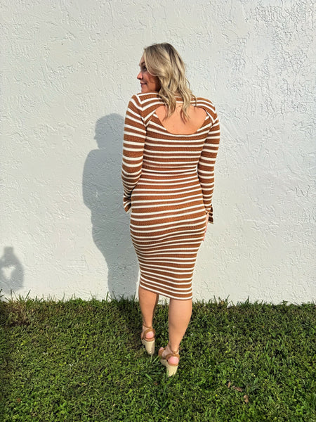 Caramel Stripes Knit Dress