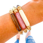 Brown/Ivory/Clear Pink Marble bracelet