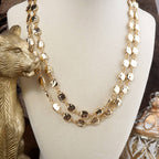 Shimmer Silver Current Textured Double Strand  Necklace
