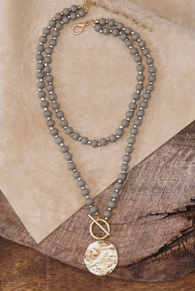 Grey Wooden Necklace