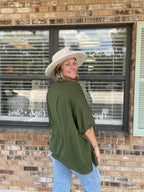 Easy Does It Olive Oversized Top